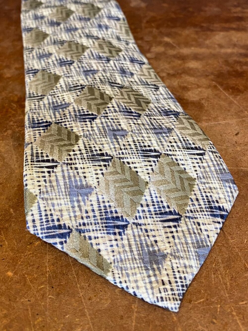 Vintage 1990s Structure Brand 100% Silk Tie Geometric Pattern Made in USA